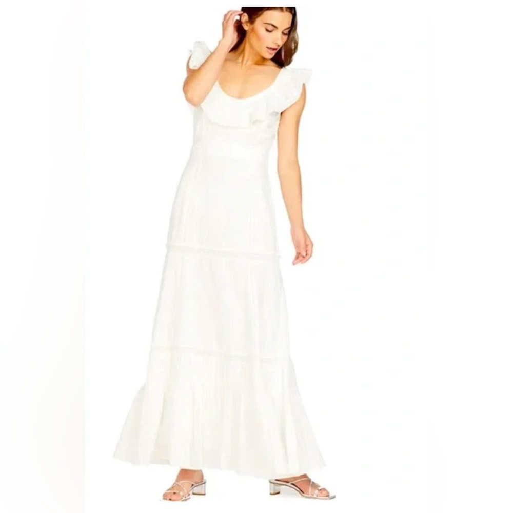 LoveShackFancy White Ruffled Tiered Maxi Dress